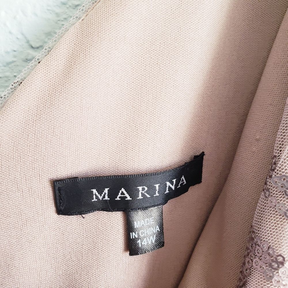 Marina Rose Gold Sequin Mesh V-neck Dress - Picture 6 of 10